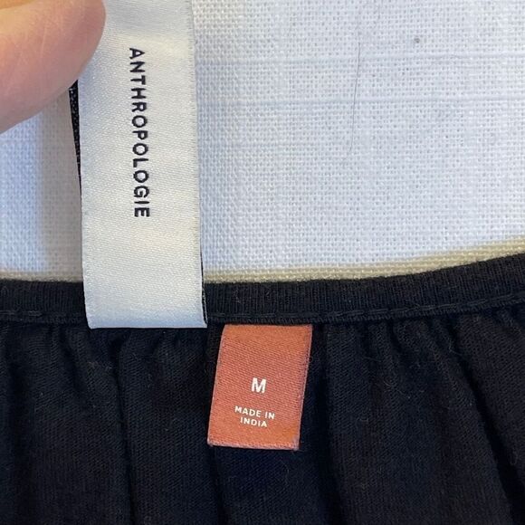 Anthropologie Pilcrow Black Gold Embroidered Calanthe Puff Sleeve Blouse Medium - Picture 4 of 10